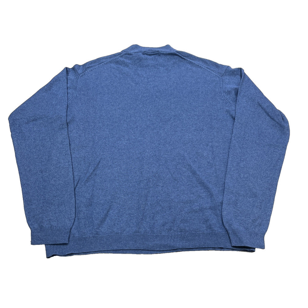 Bachrach Silk Cashmere Mock Neck Sweater Mens Large Blue Soft Preppy Old Money - Picture 2 of 11